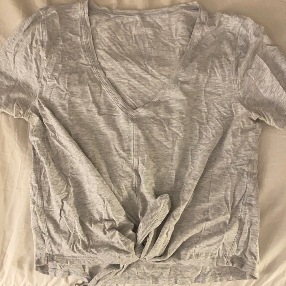 COPY - Lululemon front tie tee shirt light grey